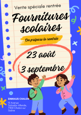 Vente spéciale Fournitures scolaires